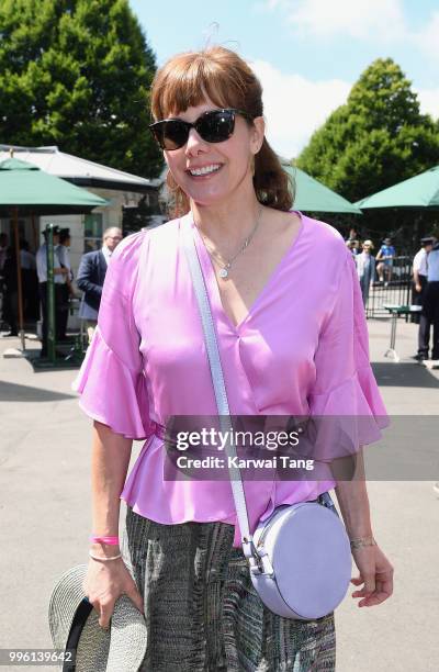 Darcey Bussell attends day nine of the Wimbledon Tennis Championships at the All England Lawn Tennis and Croquet Club on July 11, 2018 in London,...