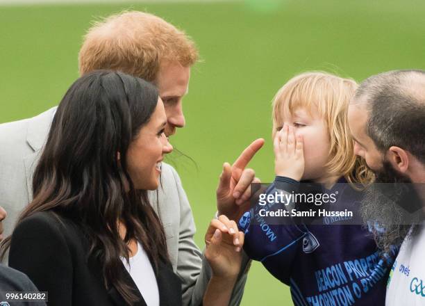 Prince Harry, Duke of Sussex and Meghan, Duchess of Sussex meet Walter Cullen, aged 3 at Croke Park, home of Ireland's largest sporting organisation,...