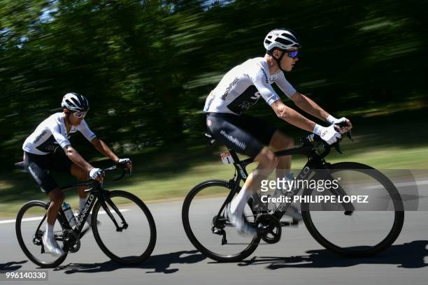 Great Britain's Christopher Froome and Colombia's Egan Bernal ride during the fifth stage of the 105th edition of the Tour de France cycling race...