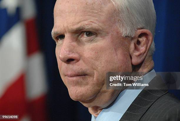 Sen. John McCain, R-Ariz., speaks at a news conference on the "Permanent Internet Tax Freedom Act of 2007," which would ban state taxation of...