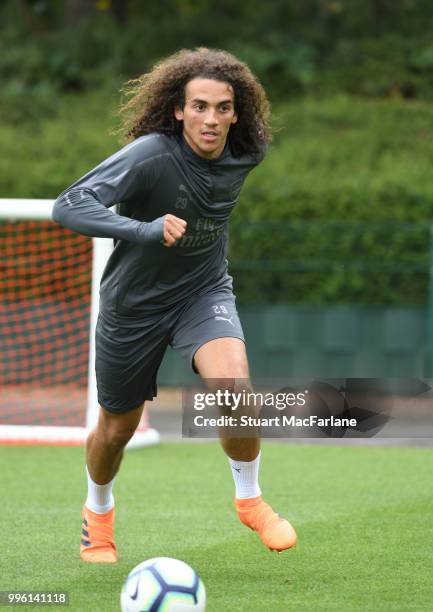Matteo Guendouzi of Arsenal during a training session at London Colney on July 11, 2018 in St Albans, England.