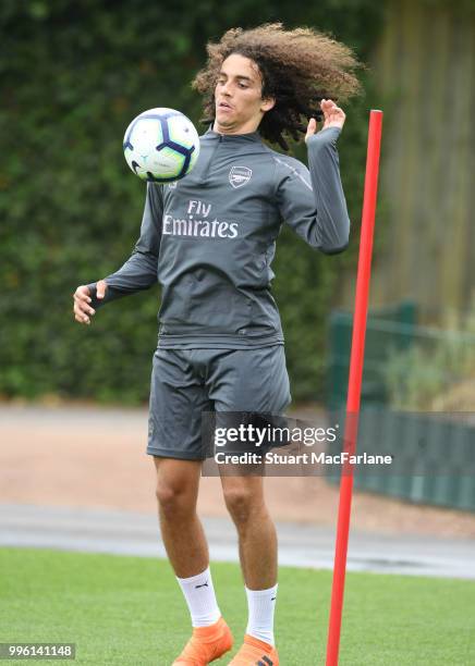 Matteo Guendouzi of Arsenal during a training session at London Colney on July 11, 2018 in St Albans, England.