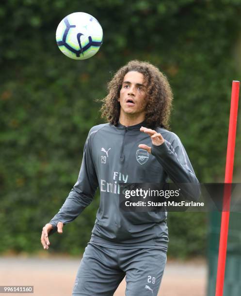 Matteo Guendouzi of Arsenal during a training session at London Colney on July 11, 2018 in St Albans, England.