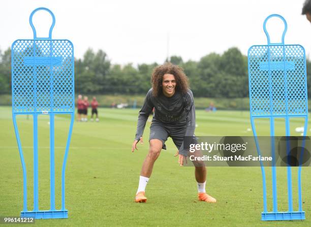 Matteo Guendouzi of Arsenal during a training session at London Colney on July 11, 2018 in St Albans, England.