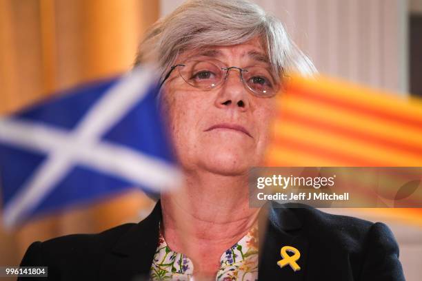 Professor Clara Ponsati attends a press conference with President of the Generalitat of Catalonia Quim Torra, lawyer Aamer Anwar ahead of a meeting...