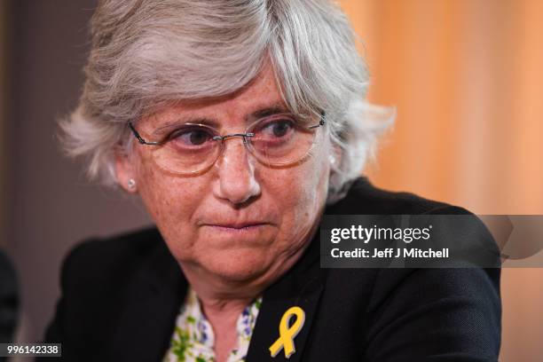 Professor Clara Ponsati attends a press conference with President of the Generalitat of Catalonia Quim Torra, lawyer Aamer Anwar ahead of a meeting...