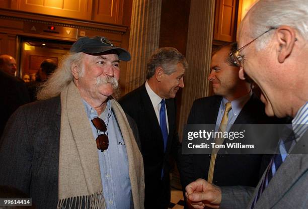 Musician David Crosby was on the hill with Rep. Chris Shays, R-Conn., right, to discuss concerns about the tribal recognition process and indian...