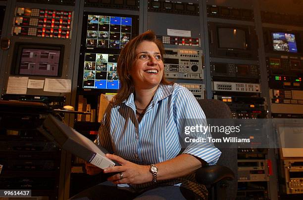 Producer Leta Hix, poses in the C-SPAN Tech Center.