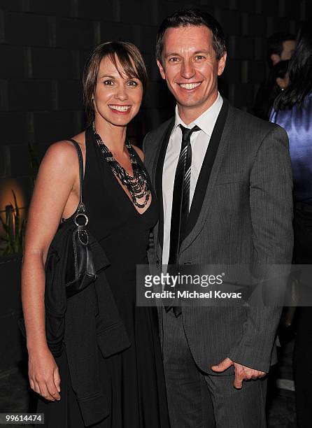 Actor Rove McManus and actress Tasma Walton arrive at the 2010 Australians In Film Breakthrough Awards at Thompson Hotel on May 13, 2010 in Beverly...