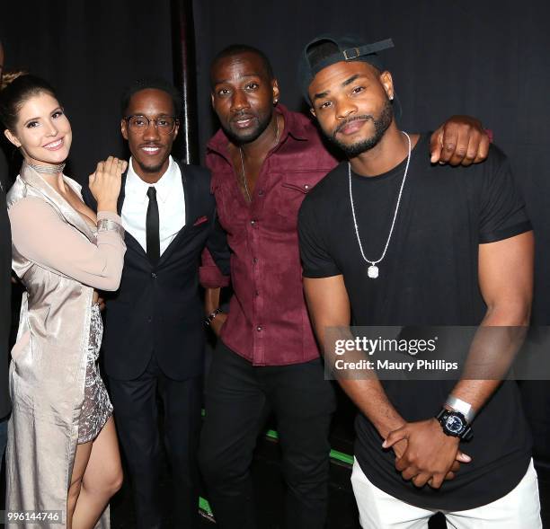 Amanda Cerny, Lemuel Plummer, Destorm Power and King Batch attend a celebration for The July 13th Global Launch of ZEUS presented by SAG-AFTRA and...