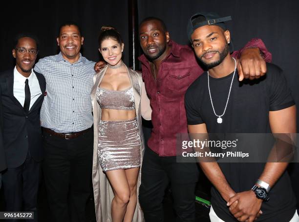 Lemuel Plummer, David White, Amanda Cerny, Destorm Power and King Batch attend a celebration for The July 13th Global Launch of ZEUS presented by...