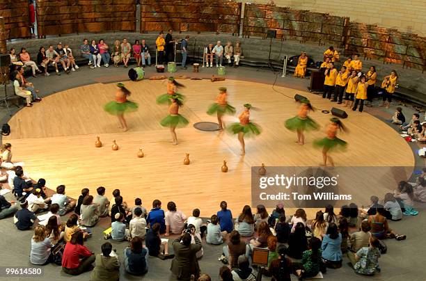 Na Pau Mae'ole, a musical and dance ensemble from Pahoa High and Intermediate School in Hawaii, perform at National Museum of the American Indian,...