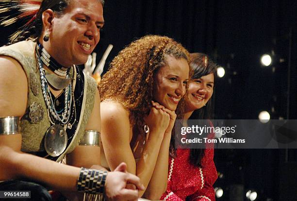 From left, Jonathan Perry, Kamakoa Page, and Debra Dommek, take questions from the audience after performing with The ECHO Project at the National...