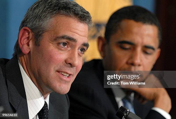 Actor George Clooney, left, appeared at the National Press Club for "SAVE DARFUR: Rally to Stop Genocide." He discussed he and his father's recent...