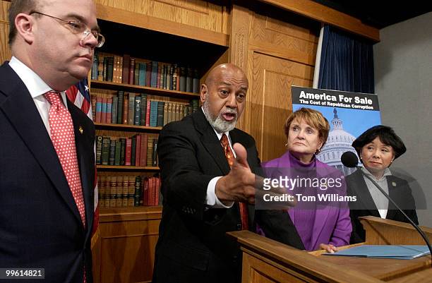 Rep. Alcee Hastings, D-Fla., speaks at a news conference with Reps. Jim McGovern, D-Mass., Louise Slaughter, D-N.Y., and Doris Matsui, D-Calif., far...