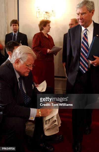 Sens. Ted Kennedy, D-Mass., Debbie Stabenow, D-Mich., and Bob Graham, D-Fla., assemble for a news conference in which they criticized the Medicare...