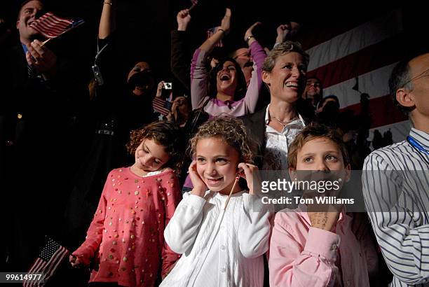 From left, children of Rep. Rahm Emanuel, D-Ill., Leah Ilana and Zach take in the event the DCCC party at the Hyatt Regency on New Jersey Ave.