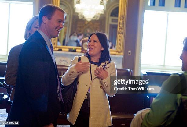 Nancy-Ann DeParle, white jacket, director of the White House Office for Health Reform, visited the Capitol on the day the Senate voted to debate on...