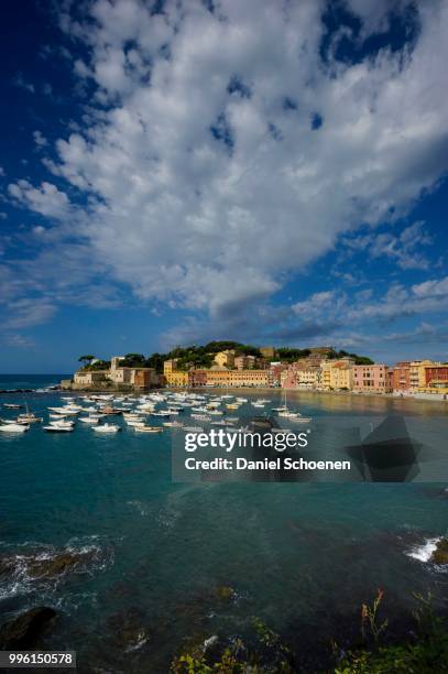 the bay of baia del silenzio, sestri levante, province of genoa, liguria, italy - baia 個照片及圖片檔