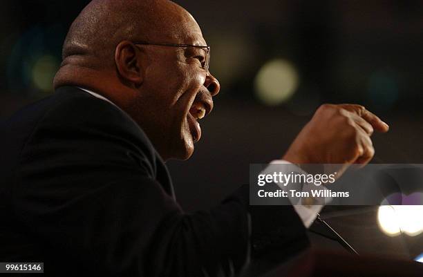 Rep. Elijah Cummings, D-Md., speaks to the delegation on the night Sen. John Edwards, D-N.C., was nominated as the vice presidential candidate,at...