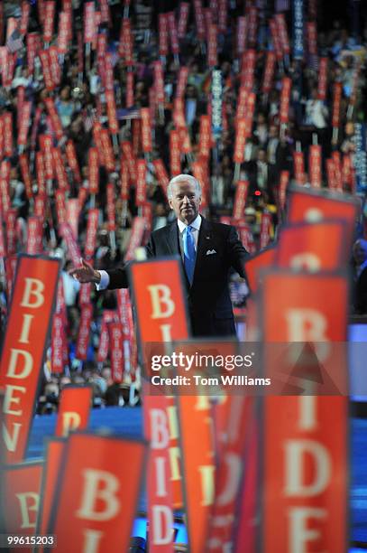 Sen. Joe Biden, D-Del., takes the stage on the third day of the Democratic National Convention in Denver when he made his vice-presidential...