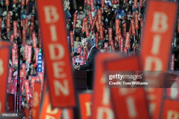 Sen. Joe Biden, D-Del., takes the stage on the third day of the Democratic National Convention in Denver when he made his vice-presidential...