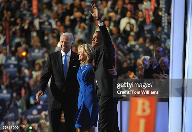 Presidential candidate Barack Obama, right, appears with his running mate Sen. Joe Biden, D-Del., and Biden's wife Jill on the third day of the...