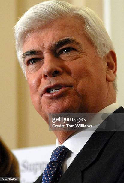 Sen. Chris Dodd, D-Conn., conducts a news conference on to announce his intention to offer legislation that would push for at least six weeks paid...