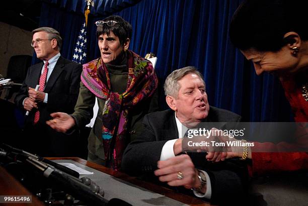 Rep. Marion Berry, D-Ark., greets Sen. Olympia Snowe, R-Me., after a news conference introducing critical drug importation legislation that will...