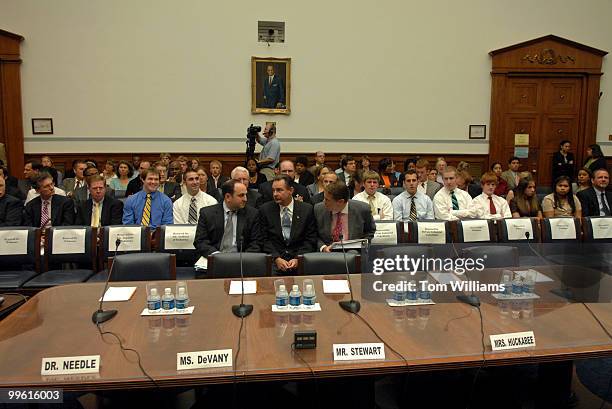 Administrator David Paulison, center, waits to testify at a House Oversight and Government Reform Committee on FEMA trailers contaminated with...