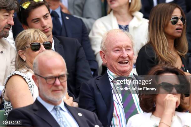 Rod Laver attends day nine of the Wimbledon Lawn Tennis Championships at All England Lawn Tennis and Croquet Club on July 11, 2018 in London, England.