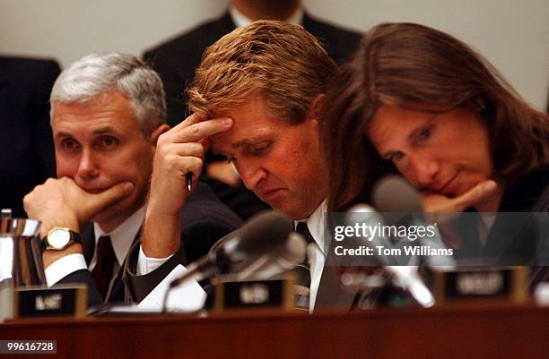 From left, Reps. Mike Pence, R-Ind., Jeff Flake, R-Ariz., and Melissa Hart, R-Pa., at a House Judiciary Committee Hearing on new terrorism laws.