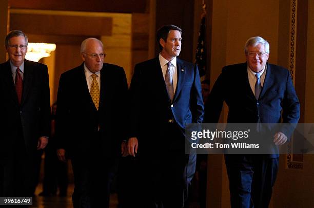 From Left, Sen. Mitch McConnell, R-Ky., Vice President Dick Cheney, outgoing Senate Majority Leader Bill Frist, R-Tenn., and Speaker Dennis Hastert,...