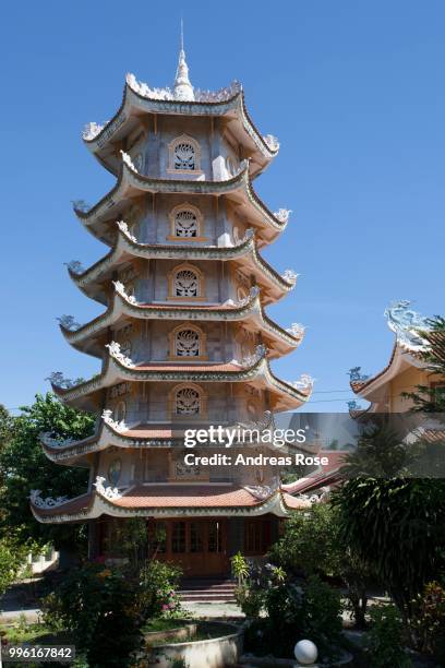 pagoda tower of the dieu an pagoda, thap cham, phan rang, ninh thuan, vietnam - dieu stock pictures, royalty-free photos & images