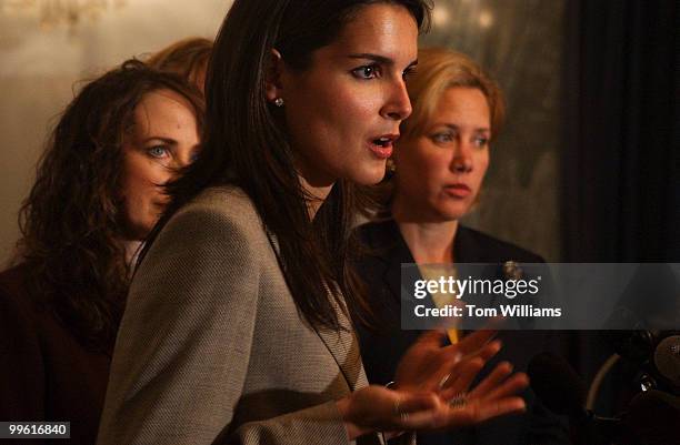 Actress Angie Harmon speaks at a news conference introducing legislation , the Family Privacy Protection Act, that would make videotaping a person in...