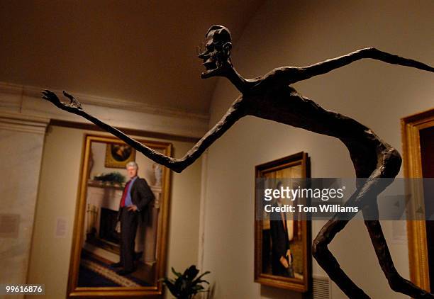 Bronze sculpture of President George H.W. Bush playing horseshoes by Pat Oliphant, appears in the Smithsonian American Art Museum and National...