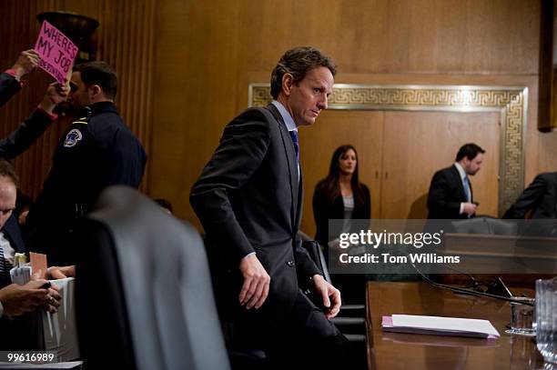 Secretary of the Treasury Tim Geithner prepares to testify before a Senate Finance Committee hearing on the Fiscal Year 2011 budget, Feb. 2, 2010.