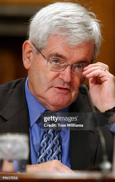 Former Rep. Newt Gingrich, standing, testified before a Permanent Subcommittee on Investigations hearing on "Corruption in the United Nations...