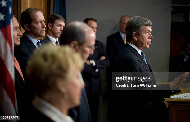 Rep. Roy Blunt, R-Mo., answers a question during a news conference on the House GOP plan for health care reform, June 17, 2009.