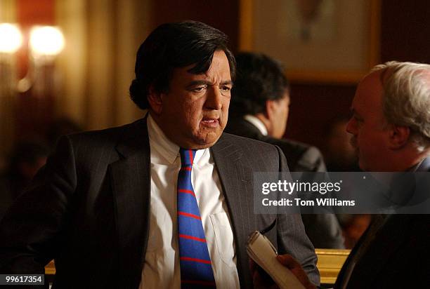 Gov. Bill Richardson of New Mexico, speaks to the press before a news conference discussing homeland security and the economy.