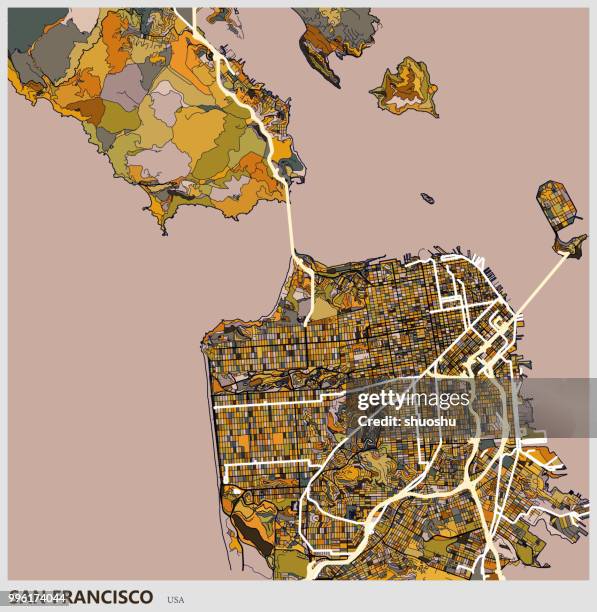 Art Illustration Of San Francisco City Map High-Res Vector Graphic