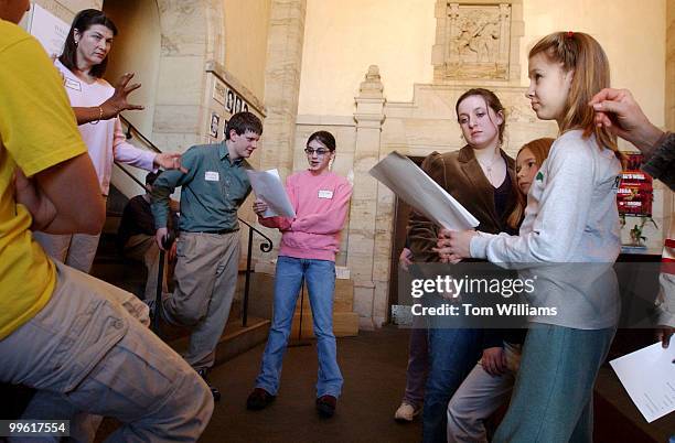 Kids rehearse a scene from Hamlet, before preforming on stage at the Folger Shakespeare Library. They were one of three groups on hand for the 14th...