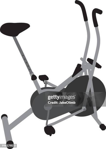 exercise bike silhouette - training equipment stock illustrations