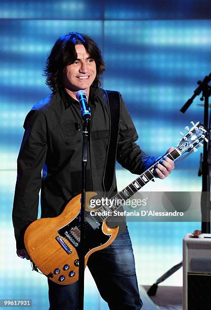 Singer Luciano Ligabue performs live during the 'Che Tempo Che Fa' television Show at Rai Studios on May 16, 2010 in Milan, Italy.