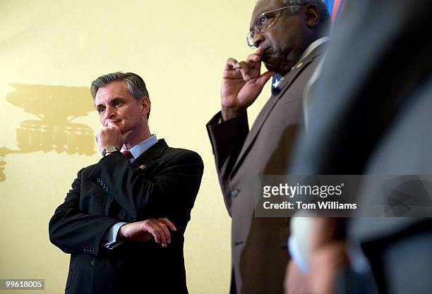 Rep. Robert Andrews, D-N.J., left, and House Majority Whip James Clyburn, D-S.C., conduct a news conference on health care reform, July 24, 2009.