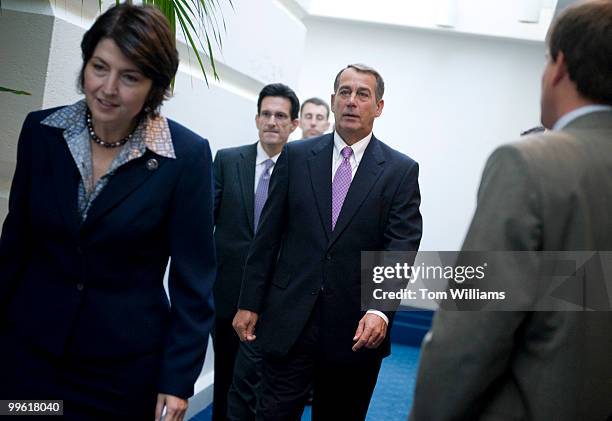 From left, Rep. Cathy McMorris Rodgers, R-Wash., Vice Republican Conference Chair House Minority Whip, Eric Cantor, R-Va., and House Minority Leader...