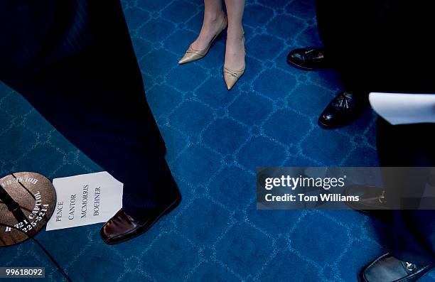 After a House Republican Conference meeting, Conference Chair Mike Pence, R-Ind., addresses the media while Rep. Cathy McMorris Rodgers, R-Wash.,...