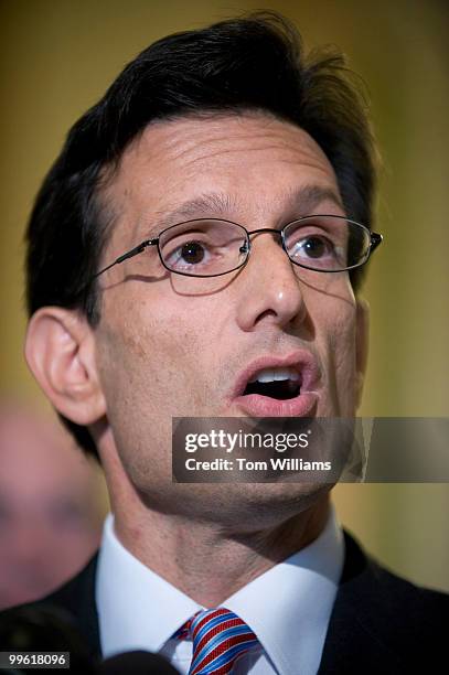 House Minority Whip Eric Cantor, R-Va., speaks to the media after a House republican conference meeting, September 9, 2009.