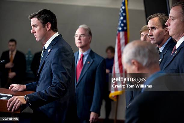 From left, Reps. Duncan Hunter, R-Calif., Tom Price, R-Ga., John Fleming, R-La., Pete Olson, R-Texas, Tom Rooney, R-Fla., and Rep. Mike Coffman,...