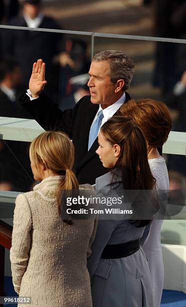 George W. Bush sworn into a second term at the 55th Presidential Inauguration.